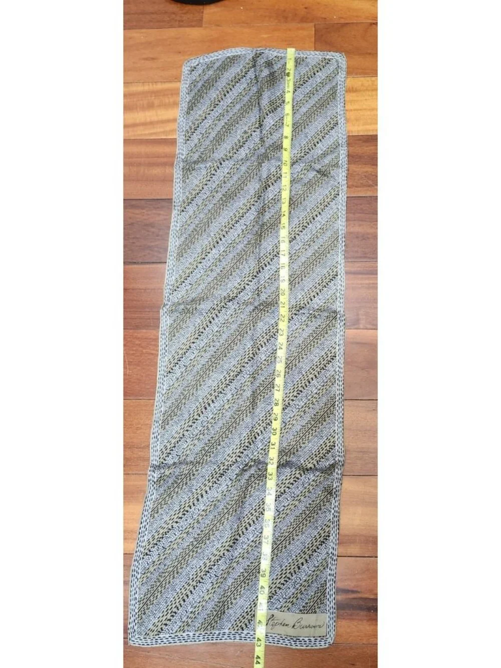 Vintage Stephen Burrows 100% Silk Scarf Geometric Stripe Oblong 43 x 13 Designer